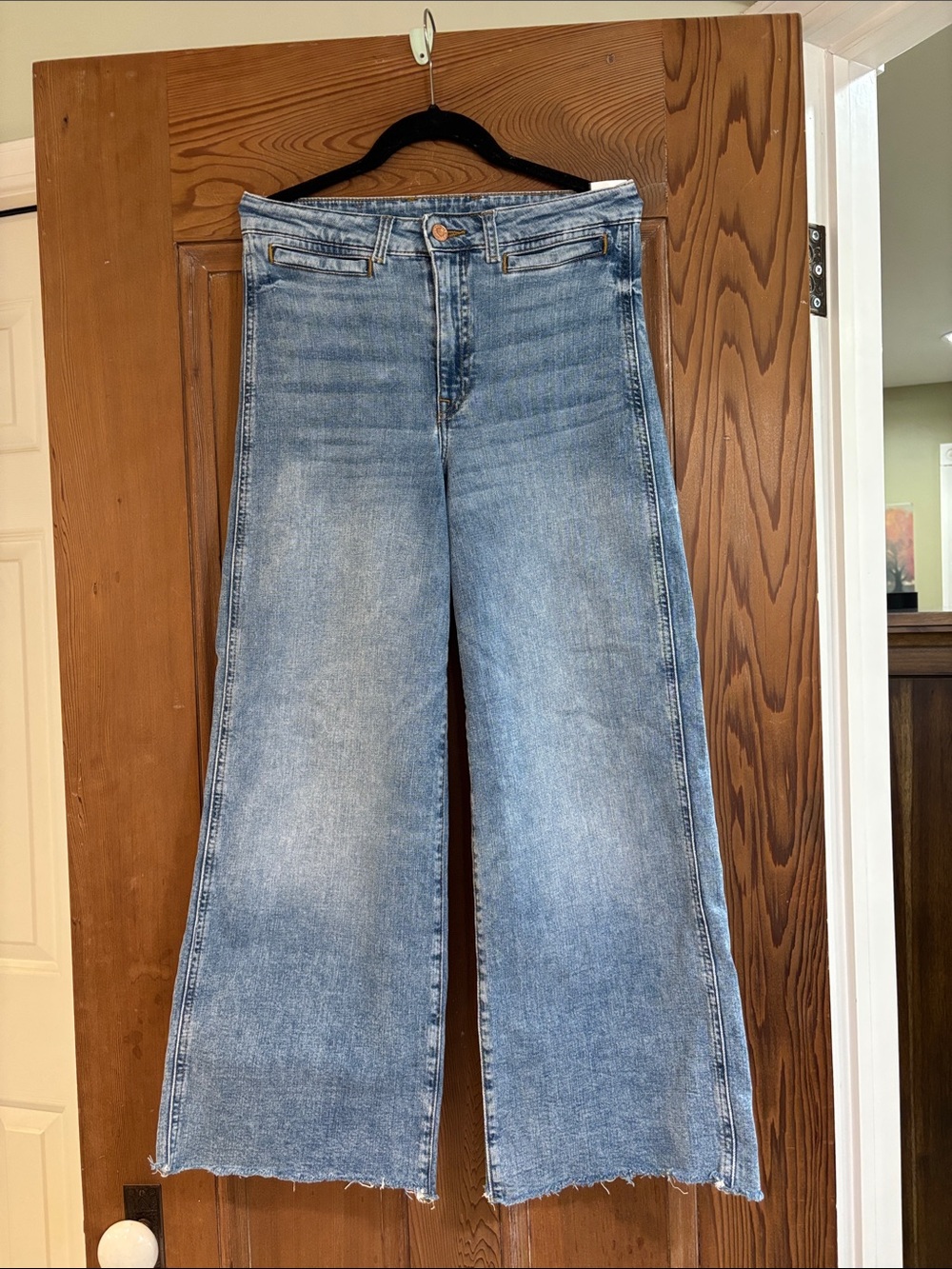 & Denim High-Rise Light Blue Wide-Leg Jeans for Women Size 4